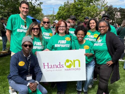 Hands On Hartford at the rally for non-profit funding